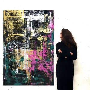 Rebecca Sanders Art - XXL: "Golden Abstract"
