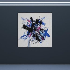 gustav schiffmacher - Tachisme - Schwarz auf Blau, auf Pink - XL
