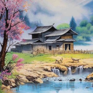 Tranquil Blossom Riverscape