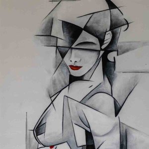 Geometric Crimson Portrait