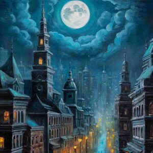 Moonlit Cityscape Nocturne
