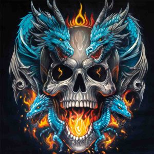Azure Inferno Dragon Skull