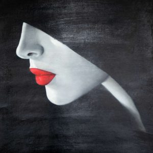 Crimson Silhouette Portrait