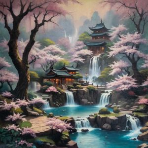 Enchanted Cherry Blossom Falls