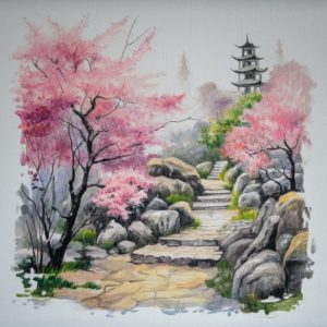 Sakura Temple Pathway